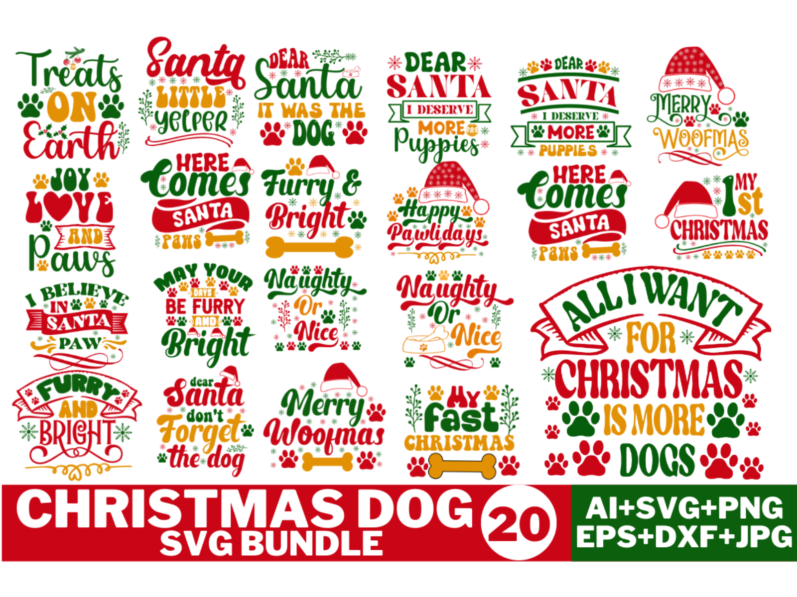 Dog Christmas SVG Bundle by Premium Crafts on Dribbble