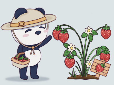 Picking Strawberries character design digital illustration illustration procreate
