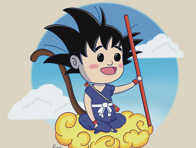 Commission work 2 - Kid Goku commission digital illustration fan art illustration procreate