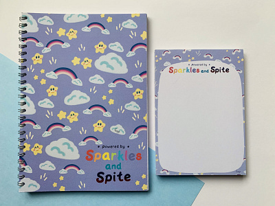 Sparkles and Spite notebook and notepad branding character design digital illustration illustration procreate product design stationery design
