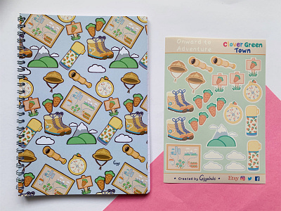 Onward to Adventure notebook and sticker sheet