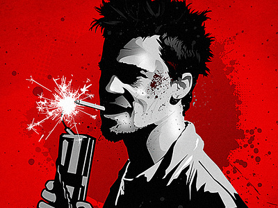 Fight club. Tyler Durden art bradpitt dribbble edwardnorton fightclub illustration marlasinger portrait tylerdurden