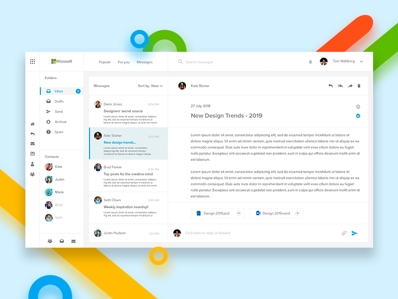 Microsoft Outlook application userinterface behance ux ui interface app digitaldesign