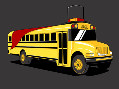 Magical Institutional Transporter bus cape magic magician school schoolbus vehicle yellow