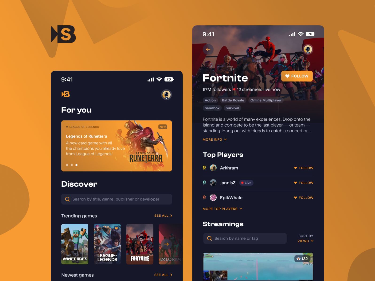 Game Streamer App by BuildWithAngga on Dribbble