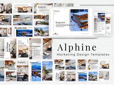 Alphine Marketing Design Templates clean landing page landing page design marketing real estate social media social media design social media pack social media templates web design