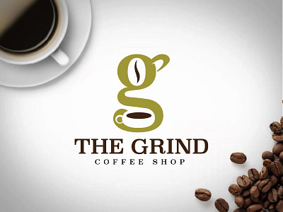 #ThirtyLogos - The Grind Coffee Shop brown coffee green logo logo design thirty logos