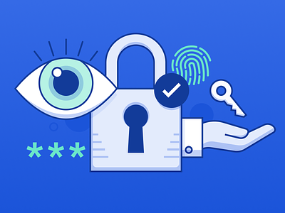 Trust with Transparency eye fingerprint hand key lock password security trust