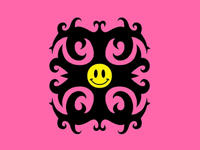 Tribal Smile black pink procreate smiley smiley face tattoo tribal yellow