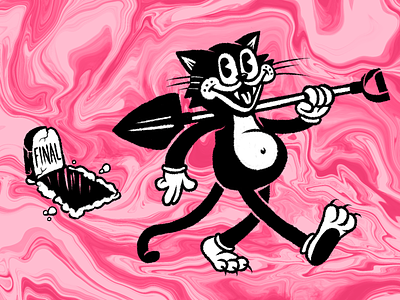Dig cartoon cartoon character cat diggy felix the cat grave inktober pet procreate