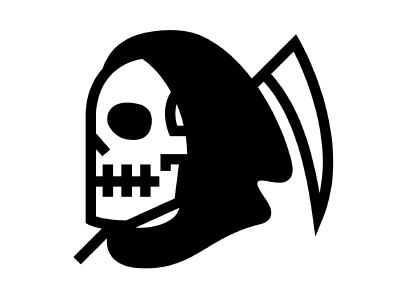 REAPER black bold creepy grim hood icon reaper skeleton skull thick vector white