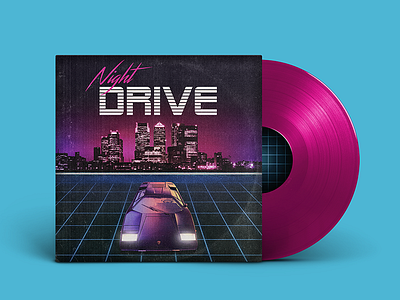 Night Drive Vinyl 80s lamborghini outrun skyline vaporwave vinyl