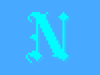 #Typehue 13: N blackletter blue dropcap letter letter n n n logo pixel teal turqoise typehue