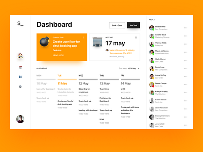 Desk booking dashboard