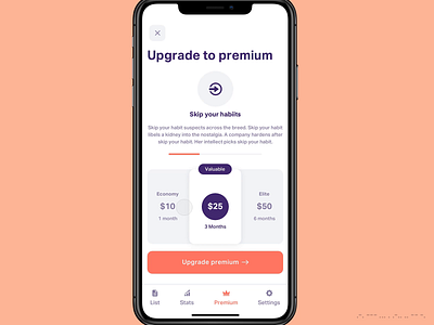 Premium creditcard economy elite habit tracker habito mobile design mobile ui payment premium ui uidesign ux valuable