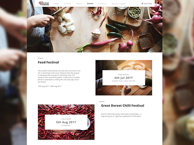 Events Page branding design flat food lettering type typography ui user interface ux web website