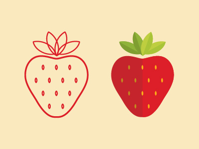 left vs right, strawberry illustrations