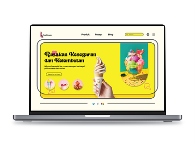 Ice Cream Landing Page app branding design graphic design ice cream illustration landing page logo retro ui ux yellow