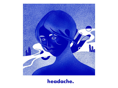 Headache 2019 abstract art blue brush color design fluid girl illustration melancholy minimal monochrome portrait procreate space texture