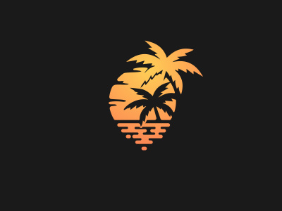 SunSet logo brand icon identity illustrator logo minimal palm sea summer sun sunset