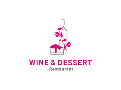 wine & dessert logo concept dessert logo logotype pink symbol wine