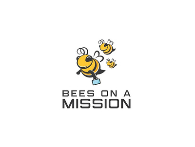 Bees on A Mission bee logo bees on a mission character cute logo design flat funny logo honey bee honey bee logo icon illustration logo mascot mascot logo mission logo simple logo vector