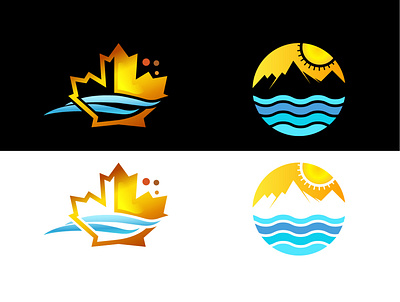 Autumn and summer Icon autumn badge beach design icon illustration leaf sea summer vector wave winter