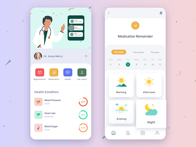 Healthcare App Exploration andriod app doctor exploration health healthcare healthcare app illustration ios iphonex medical medication patient remainder schedule ui uiux ux