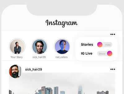 Instagram Stories/Live Control Settings adobexd application design ui ui design ux ux design uxdesign xd