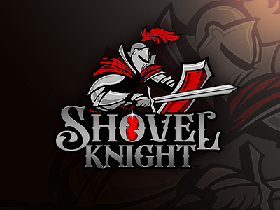 Shovel Knight Logo 3d branding design game graphic design illustration logo logo design medieval photoshop professional shovel knight logo