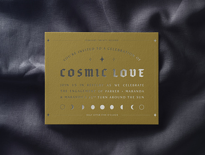 Cosmic Love Party Invitation celestial cosmic invitation letterpress moon party invitation