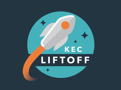 KEC Liftoff Logo flat design illustration logo rocket space spaceship type