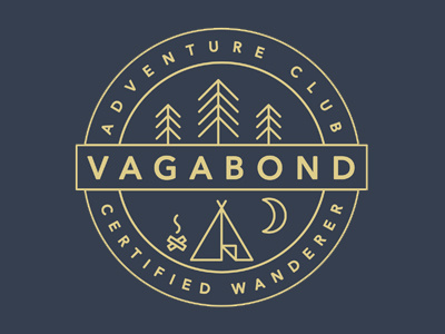 Vagabond Adventure Club Badge adventure badge illustration logo type typography