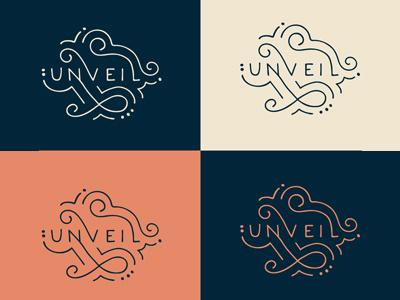 Rejected Unveil Logo app hand lettered logo logotype swirls wedding