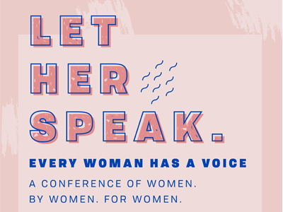 Let Her Speak Women's Conference branding conference lettering modern design pink type treatment women