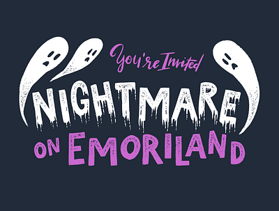 Nightmare on Emoriland Invitation custom type ghosts halloween illustration lettering procreate app