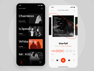 Music player app design graphic design mobile music play player records song sound ui ux