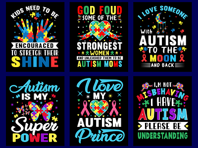 Autism T-shirt Design bundle. shirt template