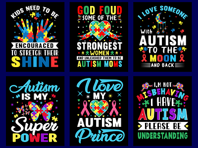 Autism T-shirt Design bundle.