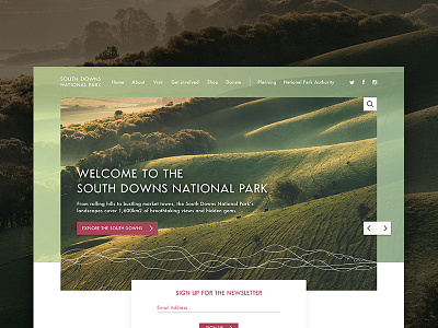 South Down National Park Redesign background banner button design icon mpu social media ui ux video wireframe