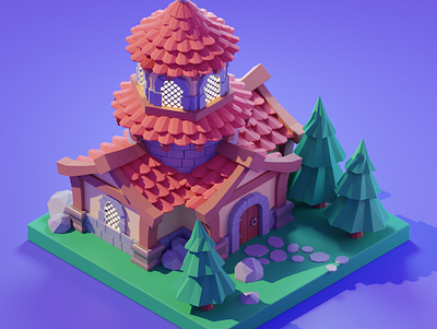 Stylised Tower 3d 3dart blender design isometric isometricart low poly