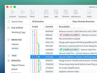 SourceTree Redesign app clean code desktop flat icons mac redesign simple sourcetree table ui