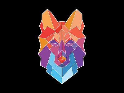 Prism Wolf animal badge colorful geo geometric lineart lines logo prism rainbow wolf