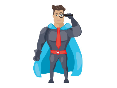 Superhero Character character design employee hero illustration search site spy super