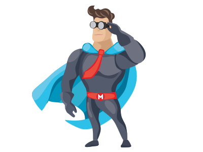 Superhero Character character design employee hero illustration search site spy super