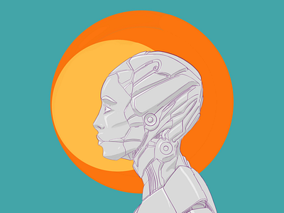 Coming back to illustrations automata cyber punk female illustration procreate robotic