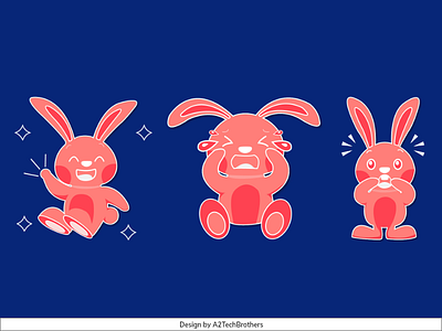 Rabbit cartoon character face emotion cartoon artist illustration vector design