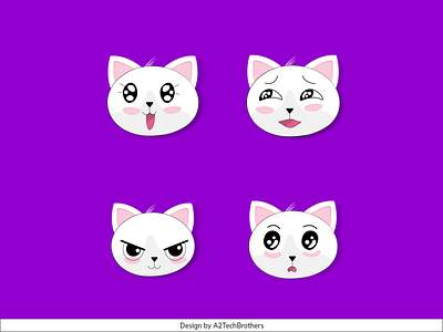 Cat cartoon character face emotion cartoon design artist character design artist illustration vector design