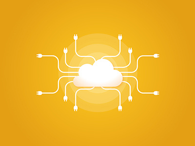 Cloudopus - Plugged IN abstract cloud concept connection gold minimal network networking plug technology tentacles yellow