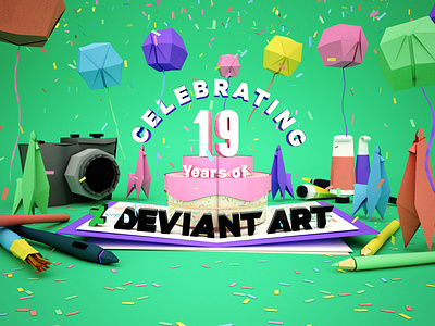 Celebrating 19 Years of DeviantArt! 3d branding cinema4d design deviantart illustration